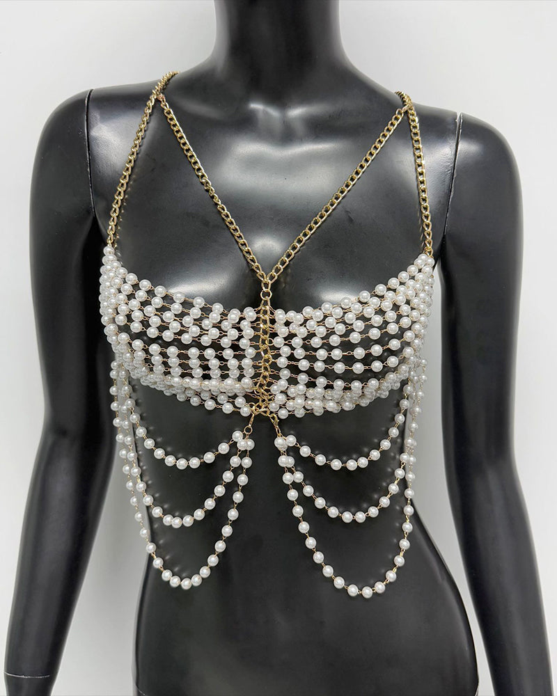 Pearl Chest Chain Accessories Body Chain
