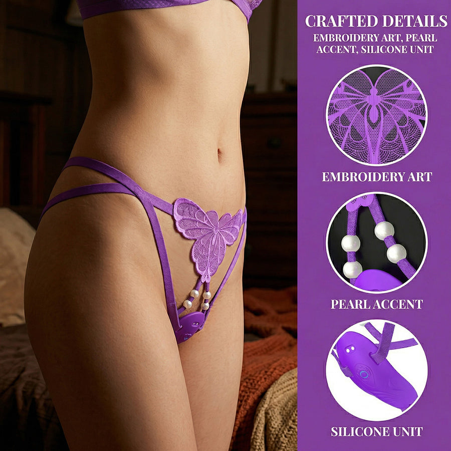 Butterfly Pearl Vibrating Open-Crotch Panties