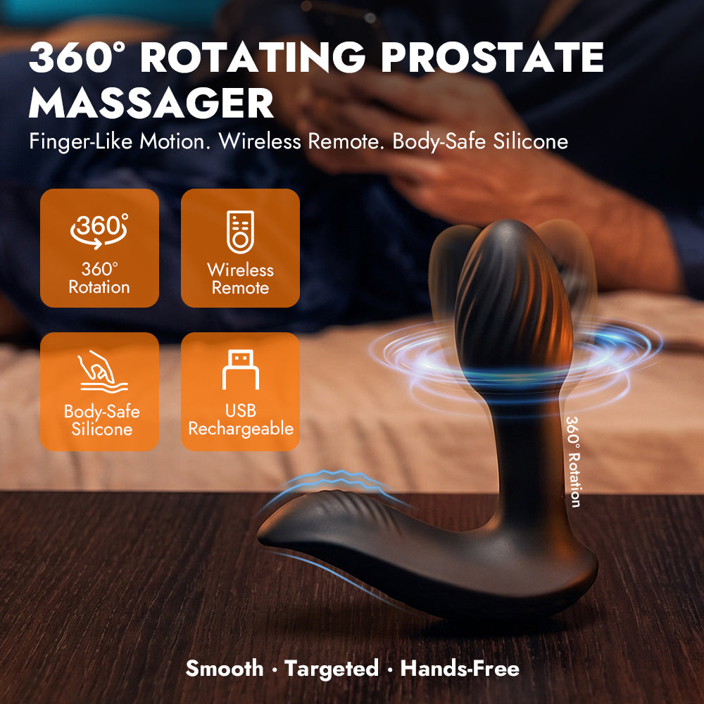 360° Rotating Prostate Massager With Wireless Remote