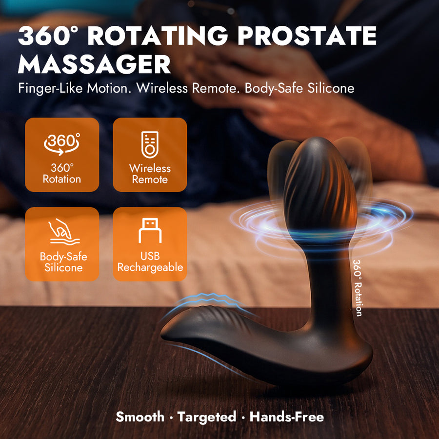 360° Rotating Prostate Massager With Wireless Remote