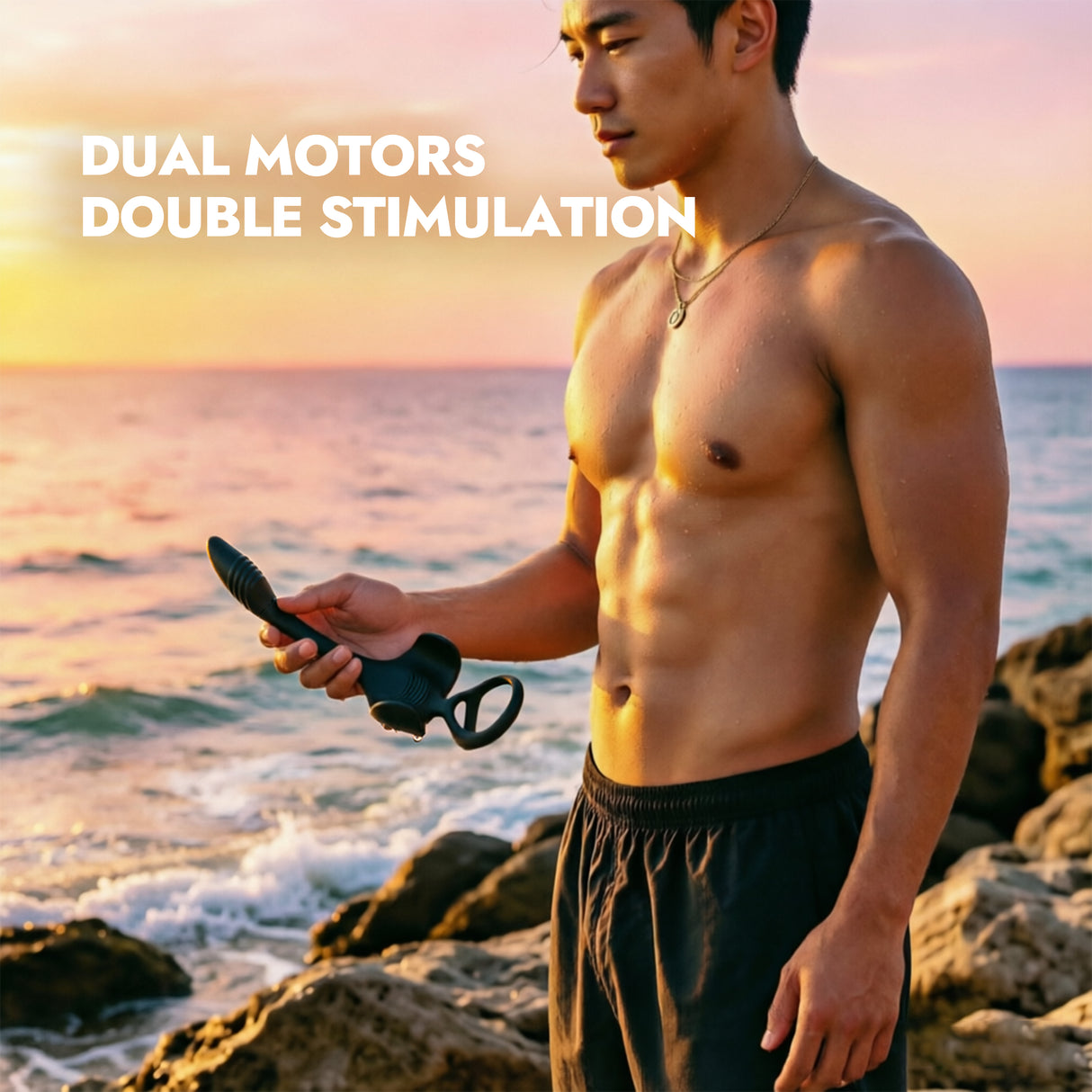 Small 3-in-1 Dual Motor Vibration Prostate Massager with Cock Ring & Perineum Stimulation