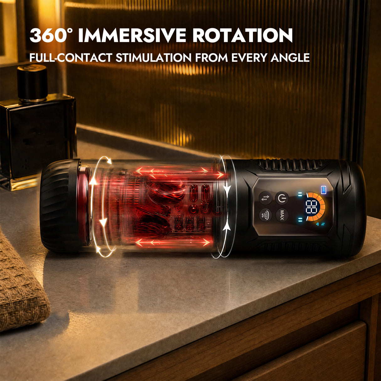 4D Auto Male Masturbator with 360° Rotation, Suction, Thrusting & Licking