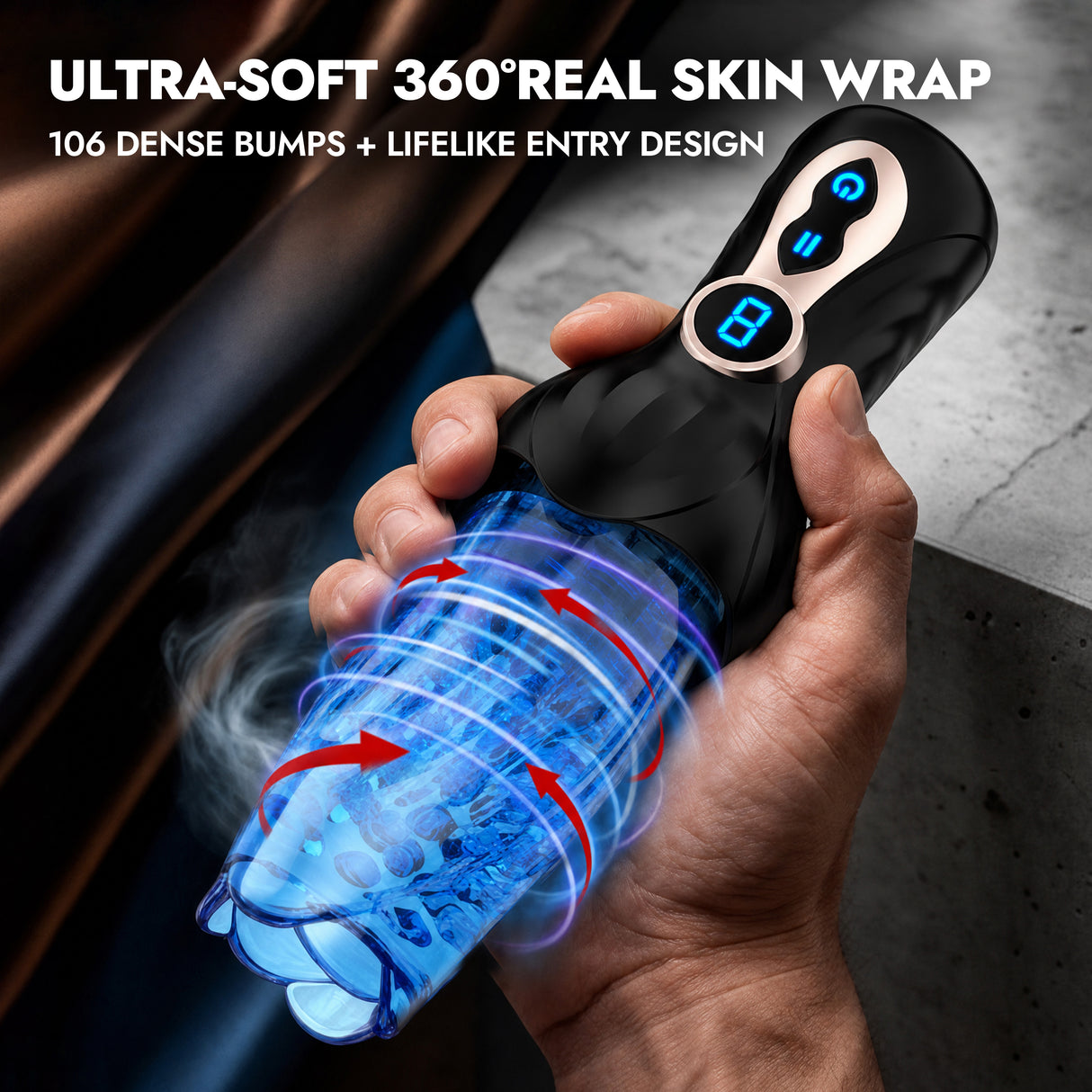 9-Mode Rotating & Thrusting Masturbator with Soft TPE Sleeve