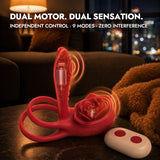 Dual Motor Vibrating Cock Ring with Rose Clitoral Stimulator for Couples
