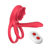 Dual Motor Vibrating Cock Ring with Rose Clitoral Stimulator for Couples