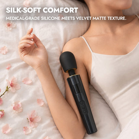 Medical-Grade Silicone 360° Flexible Wand Vibrator with 9 Modes & LED Display