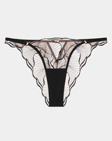 Black low rise lace panty with floral lace design, comfortable and breathable.