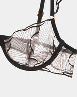 Black lace ruffle strap bra, see-through Avidlove lingerie, adjustable straps, cups B/C