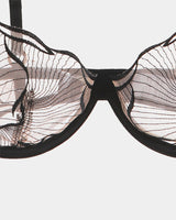 Black Avidlove lace Ruffle Strap Bra, adjustable straps, cups B/C, see-through lingerie