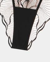 Black lace panty from Ruffle Strap set, featuring delicate lace and comfortable design.
