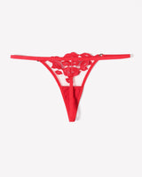 Red Kiss Print Embroidery Panty with kiss embroidery. High elastic lace fabric. Sexy lingerie.