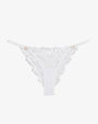 White embroidered lace thong panty with floral embroidery, soft and breathable lingerie