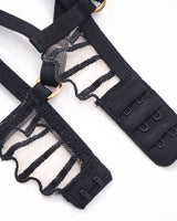 Black embroidered bra with adjustable straps and delicate lace details, sweet yet seductive.