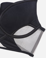Black push-up bra with mesh details. Seductive lingerie with underwire and adjustable straps.