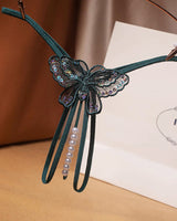 Green Pearl Sequined Mesh Low Rise Panties with Butterfly Design