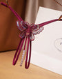 Burgundy Pearl Sequined Mesh Low Rise Panty with Butterfly Design and Pearl Details