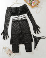 Long Sleeve Crop Tops with Stockings