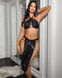 Halter Bra Chain Hollow Split Skirt Set