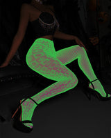 Luminous Green Nylon Stockings Pantyhose